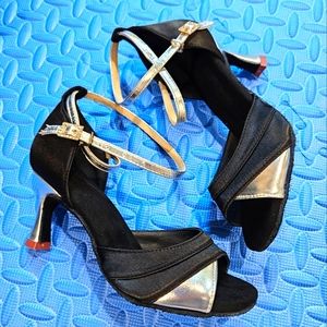 New black and silver suede bottom shoes